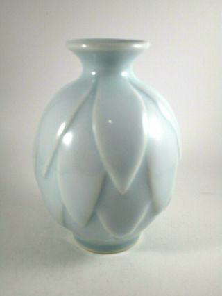 Vintage Js Cummings 1988 Light Blue Pottery Bud Vase 5 " Tall