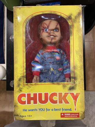 Mezco 15 Inch Chucky Doll Bride Of Chucky Scarred Face