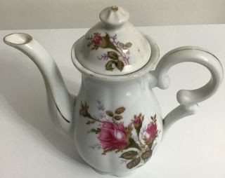 Vintage Fred Roberts Red Rose China Mini Tea Pot And Cup & Saucer 2