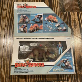 1987 Tyco Dino Riders Styracosaurus With Turret And Box Bundle