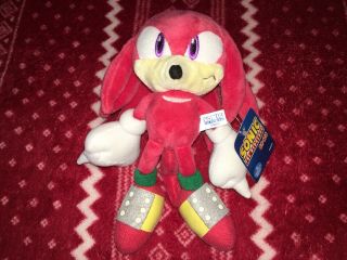 Official 8” Sanei Sonic The Hedgehog Knuckles Sonic Plush 2007 Sega Tagged S