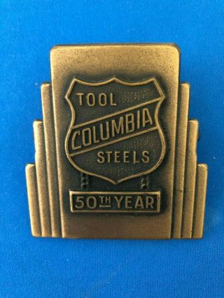 Columbia Tool & Steels Vintage Antique Advertising Brass Paper Clip Chicago Il