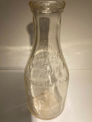 Antique Millside Farms Quart Vintage Milk Glass From Riverside Nj