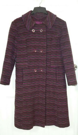 Vintage Womens M / L Purple Wool Tweed Coat Ilgwu Workers Union Made In Usa