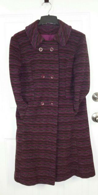 Vintage Womens M / L Purple Wool Tweed Coat ILGWU Workers Union Made In USA 2