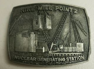 Vintage Pewter Nine Mile Point 2 Nuclear Generating Station Belt Buckle
