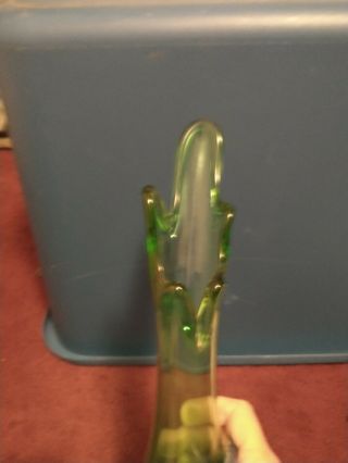 Vintage Viking Green Glass Vase Tulip Flower