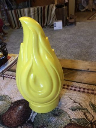 Vintage Candle Blow Mold Flame Top Yellow 11 Inch.