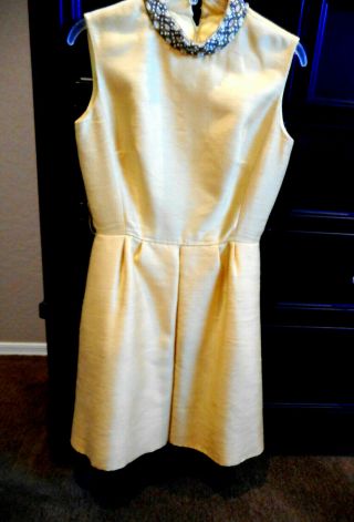 Vintage Ladies Size 12 Dress With Matching Jacket - Beaded Collar & Cuffs