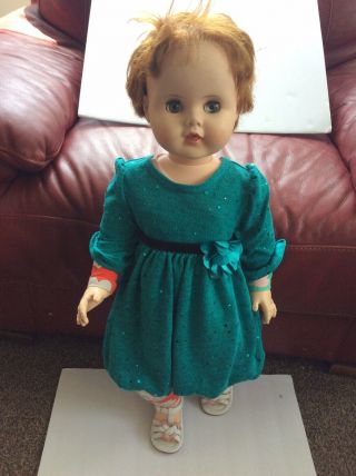 Vintage 1960 American Character Little Girl Doll 29” Wearing Clothes