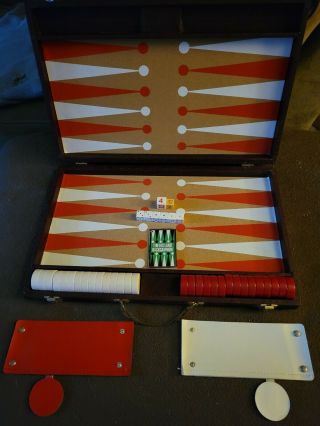 Vintage Tim Holland Backgammon Cork Board Set In Faux Leather Carrying Case Vgc