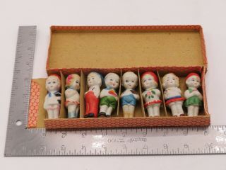 Vintage Set Of 8 Bisque Dolls Circa 1920 Japan Children Child Flapper P6