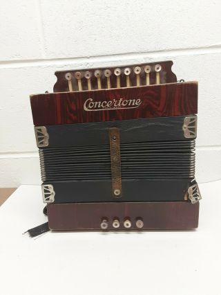 Vintage German Made Concertone Button Box Accordion