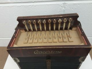 Vintage German Made Concertone Button Box Accordion 3
