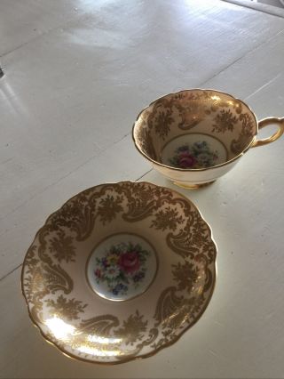 Vintage Paragon Tea Cup And Saucer Pink Rose Teacup Gold Gilt