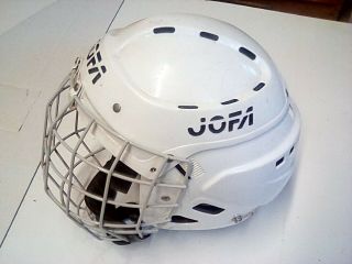 Vintage Jofa 390sr White Hockey Helmet And Cage Csa Approved