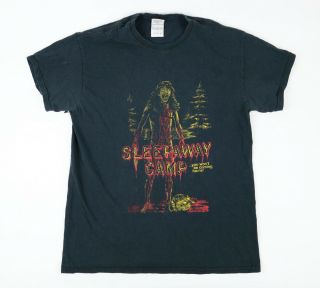 Vintage Sleepaway Camp Horror Movie Black Distressed T - Shirt Medium