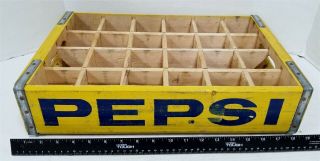 A264 Vintage Pepsi Cola Wooden Bottle Box Crate Carrier 19x12x6