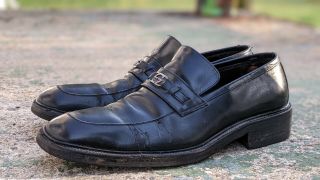 Vintage Gucci Mens Black Leather Dress Shoes Size Us 10 Uk 9.  5d Italian Italy