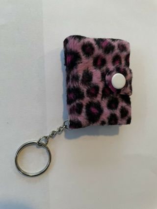 Vintage Lisa Frank Pink Fuzzy Leopard Mini Notebook Keychain