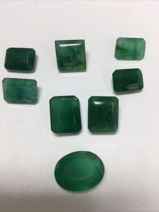 Vintage Dyed Faceted Green Onyx Cabochons 55 Carats 202