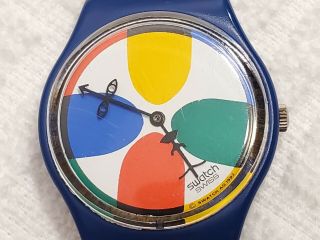 Vintage 1992 Swatch Swiss Made Space People Quartz Watch Multicolor Dial Women 