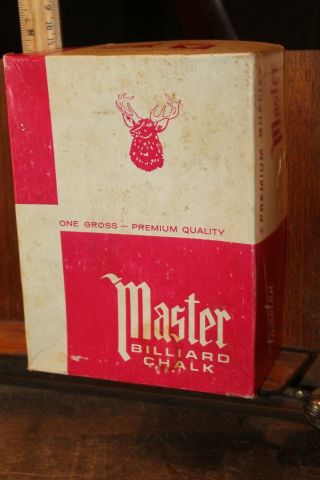 Vintage Box Master Billiard Chalk Tweeten Fiber With 87 Chalk Cue Stick