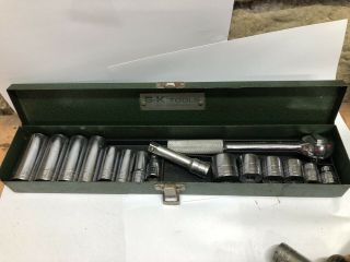 Vintage Sk Tools 3/8” Drive Socket Set 17 Pc