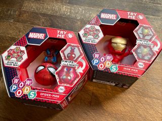 2 X Marvel Wow Pods 1 X Spider - Man & 1 X Iron Man Collectable Figures
