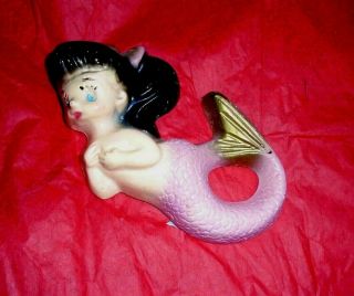 Vintage Mermaid Wall Plaque W Pink Tail