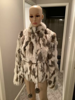 Vintage Wilson Maxima Patchwork Rabbit Fur Glam Furry Rave Jacket Size Large