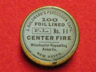 Indian Wars Era J.  Goldmark’s Cap Tin For The Winchester Repeating Rifle