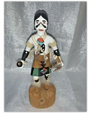 Vintage Native American Hopi Carved Buffalo Dancer Katsina Doll - - White