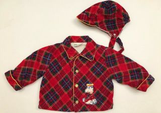 Adorable Tiny Tots Red Plaid Baby Boys Coat & Hat No Size Just Measure