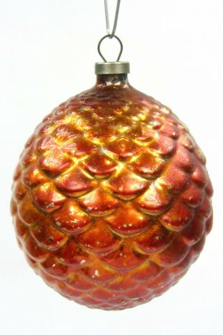 Vintage Mercury Glass Embossed Pine Cone Christmas Ornament Japan