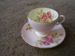 Vtg E B Foley Bone China Teacup And Saucer,  Pastel Pink With Pink Roses,  England