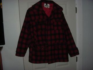 Vintage Woolrich Hunting Coat Jacket Size 40 Wool Usa Red And Black Exc