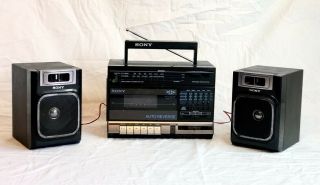 Vintage Sony CFS1010 Boombox Tape Recorder Portable Radio With Power Cord. 3