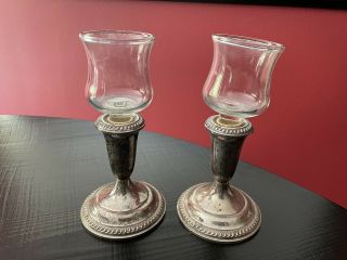 Vintage Set Of Two Candle Holders - Empire Sterling Weighted 370