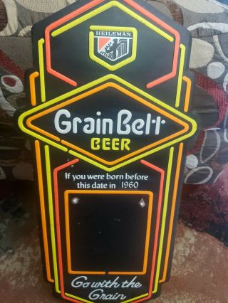 Vintage Grain Belt Beer Pressboard Calendar Holder Advertising Sign 1960
