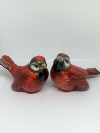 Vintage Pair Goebel W.  Germany Red Birds Porcelain Bird Figurines Cv72 & Cv73