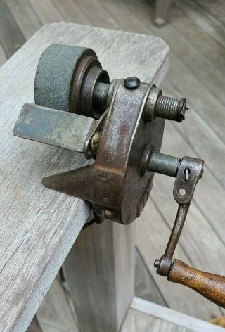 Vintage Hand Crank Portable Bench Grinder / Sharpener