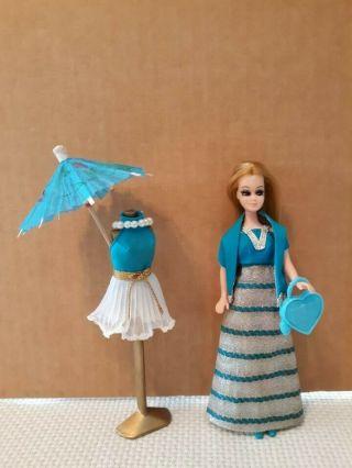 Vintage Topper Dawn Doll Silver Sparkler Dress Blue & White Mini