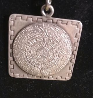Vintage 925 Sterling Silver Chain And Pendant Aztec