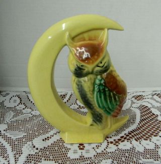 Vintage Colorful Horned Owl On Crescent Moon,  Planter,  Wall Pocket,  Rrp,  50 
