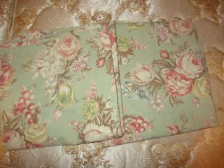 Set Of 2 Ralph Lauren King Pillowcases Vintage Green Floral Made In Usa Cotton