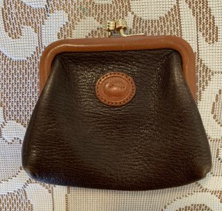 Dooney And Bourke Vintage Brown Leather Kiss Lock Coin Purse