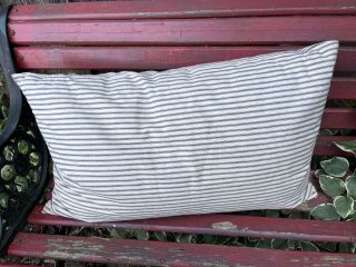 Vintage Blue Stripe Ticking Feather Pillow