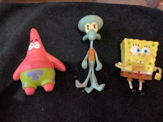 3 Nickelodeon Spongebob Squarepants Patrick Viacom Bendable Figures Squidward