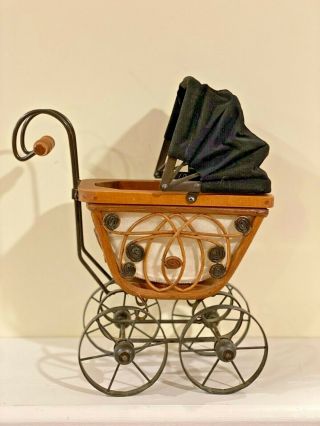 Victorian Vintage Baby Doll Buggy Stroller Carriage Wicker Wood Metal